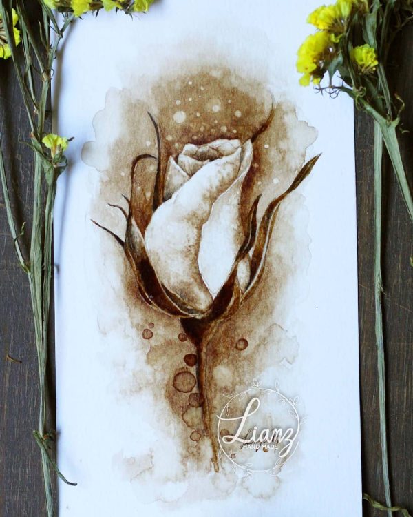 Pequeña rosa a café Eres arte – Kaffeemalerei von Lianzhi Artist