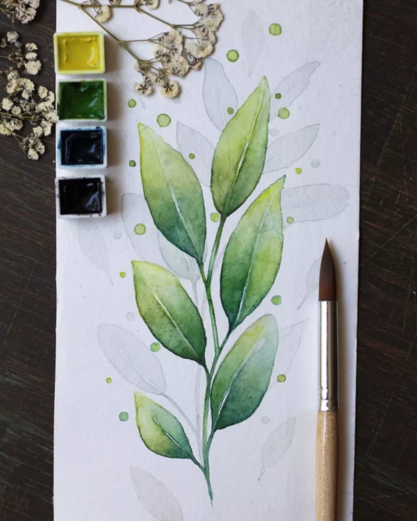 La naturaleza bello tema inspirador – Aquarell von Lianzhi Artist