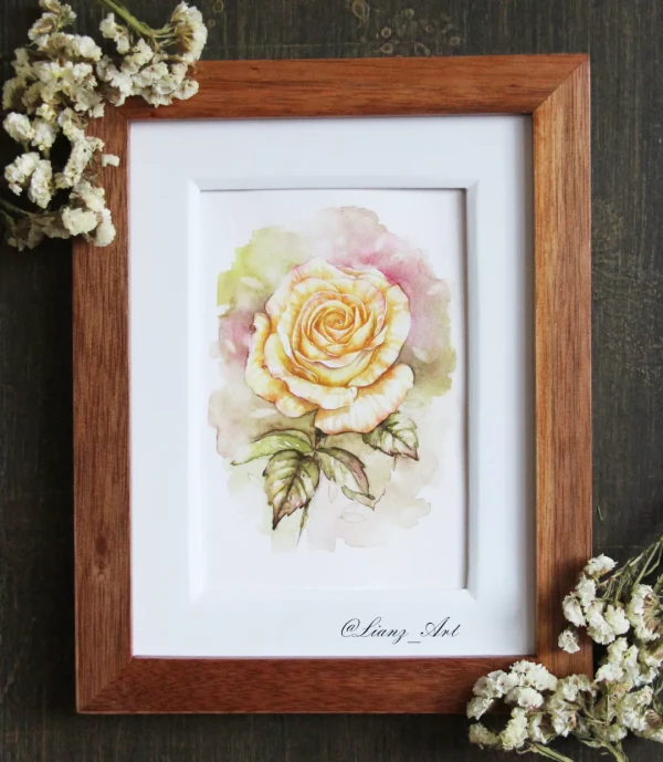 Another one of my little roses Be happy in your own way – Aquarell von Lianzhi Artist