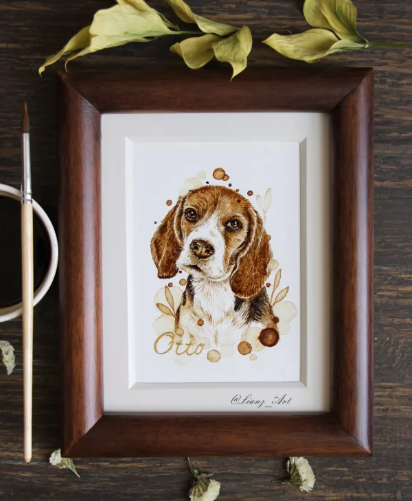 Retrato del pequeño Otto a – Kaffeemalerei / Aquarell von Lianzhi Artist
