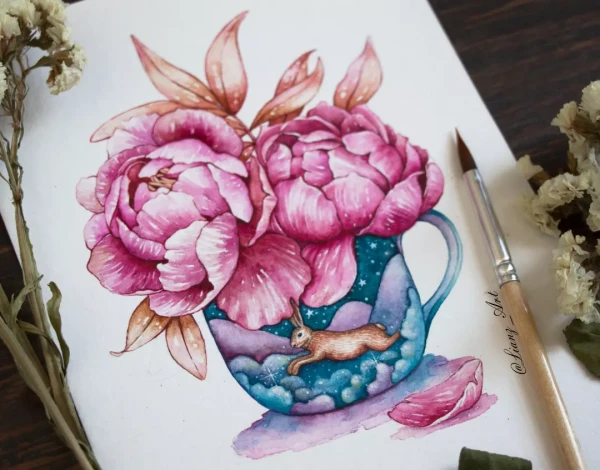 ¿A dónde vás...? – Aquarell von Lianzhi Artist